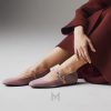 Giày búp bê Hermes màu hồng da lộn chính hãng MHGH053 2026 Giày búp bê Hermes màu hồng da lộn chính hãng MHGH053 2026