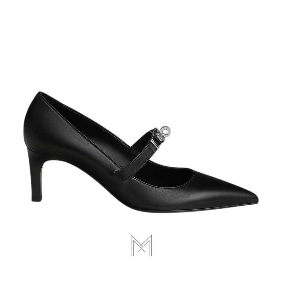Giày cao gót Hermes chính hãng màu đen khoá bạc MHGH103 2026 Giày cao gót Hermes chính hãng màu đen khoá bạc MHGH103 2026