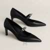 Giày cao gót Hermes chính hãng màu đen khoá bạc MHGH103 2026 Giày cao gót Hermes chính hãng màu đen khoá bạc MHGH103 2026