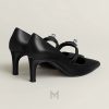 Giày cao gót Hermes chính hãng màu đen khoá bạc MHGH103 2026 Giày cao gót Hermes chính hãng màu đen khoá bạc MHGH103 2026