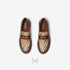 Loafer Burberry màu nâu phối họa tiết be chính hãng MHGB042 2026