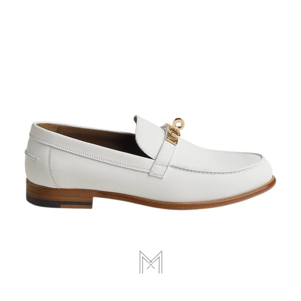 Giày loafer Hermes authentic màu trắng đế nâu MHGH091