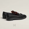 Giày loafer nữ Hermes chính hãng màu đen logo bạc MHGH058 2026