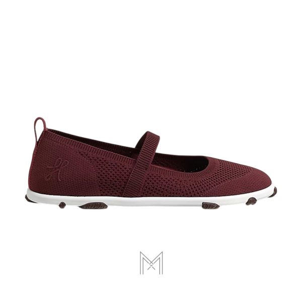 Giày búp bê Hermes Manta chính hãng màu đỏ mận MHGH125