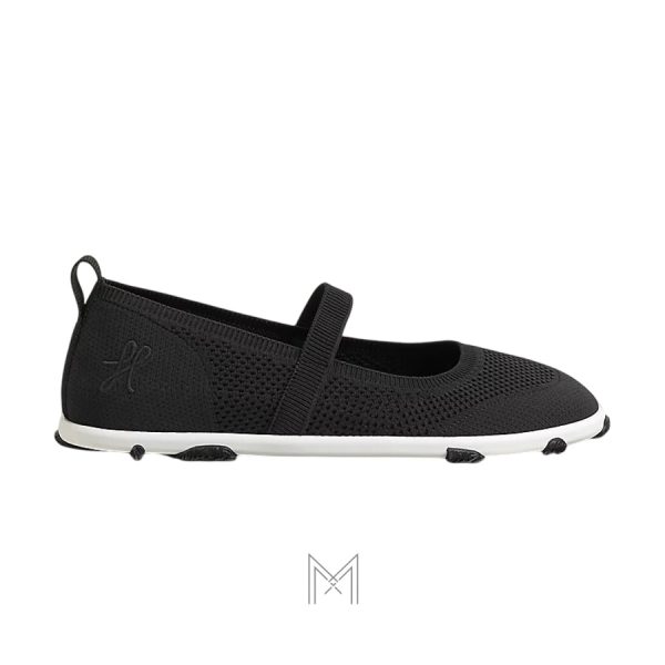 Giày búp bê Hermes Manta chính hãng màu đen MHGH126