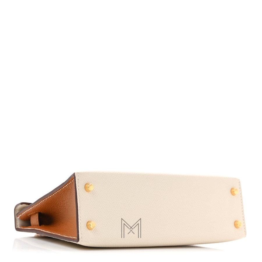 Túi xách đeo chéo Hermes Kelly màu be phối nâu da Epsom MTH25 2026 Túi xách đeo chéo Hermes Kelly màu be phối nâu da Epsom MTH25 2026