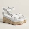 Sandal cao gót Hermes Elda Espadrille màu trắng authentic MHHH195 2026 Sandal cao gót Hermes Elda Espadrille màu trắng authentic MHHH195 2026