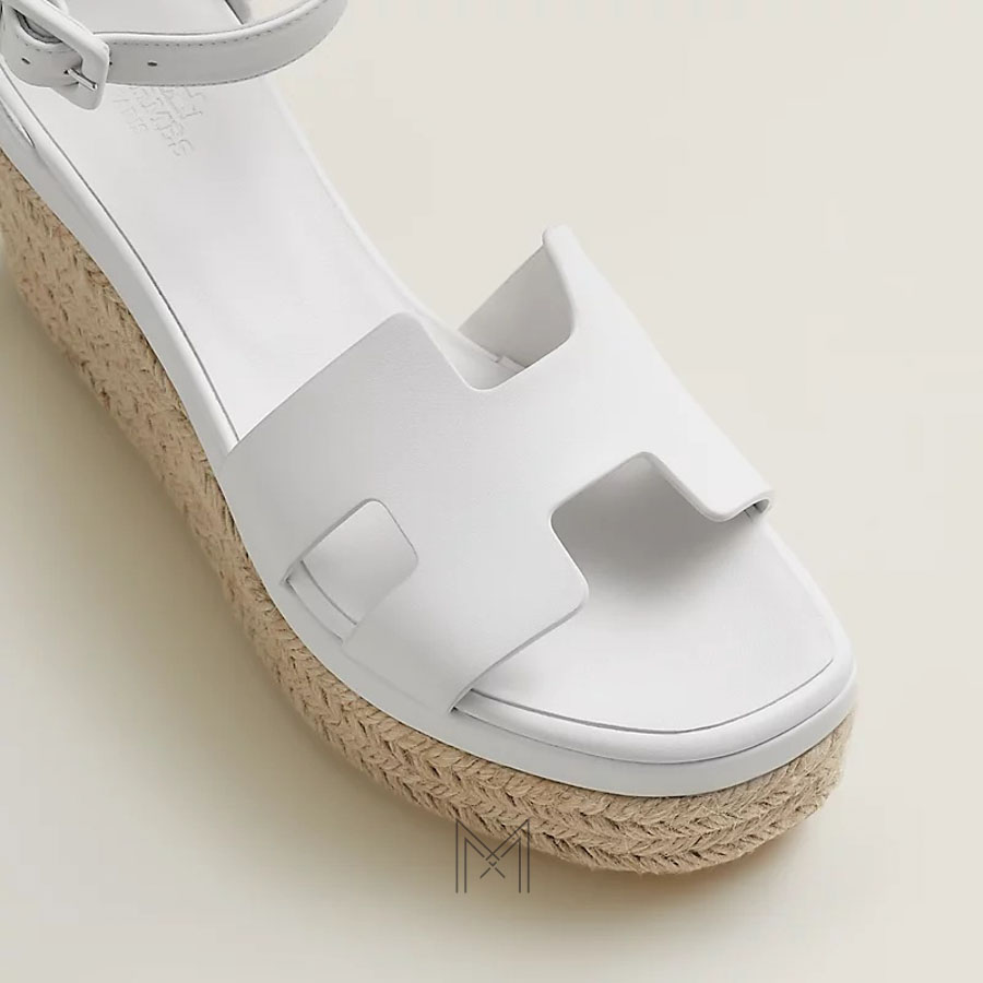 Sandal cao gót Hermes Elda Espadrille màu trắng authentic MHHH195 2026 Sandal cao gót Hermes Elda Espadrille màu trắng authentic MHHH195 2026
