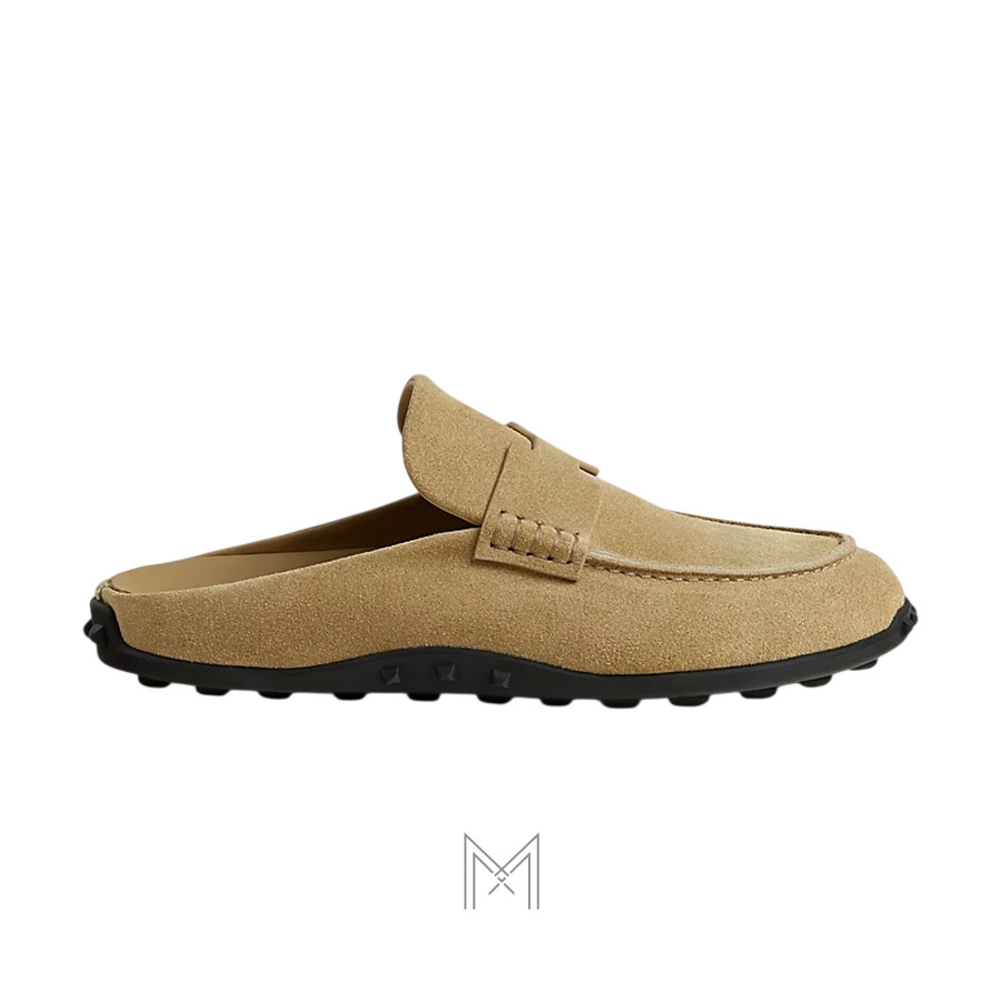 Giày sục Hermes Mix chính hãng màu be đậm da lộn MHGH143 2026 Giày sục Hermes Mix chính hãng màu be đậm da lộn MHGH143 2026