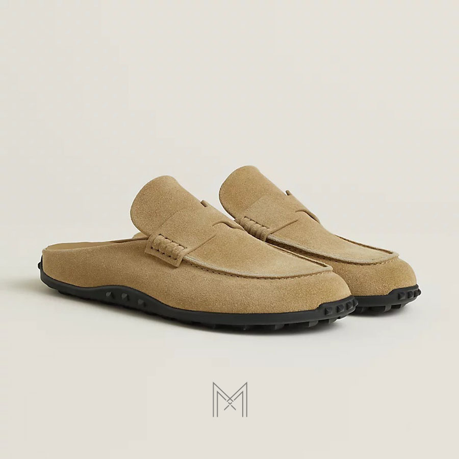 Giày sục Hermes Mix chính hãng màu be đậm da lộn MHGH143 2026 Giày sục Hermes Mix chính hãng màu be đậm da lộn MHGH143 2026