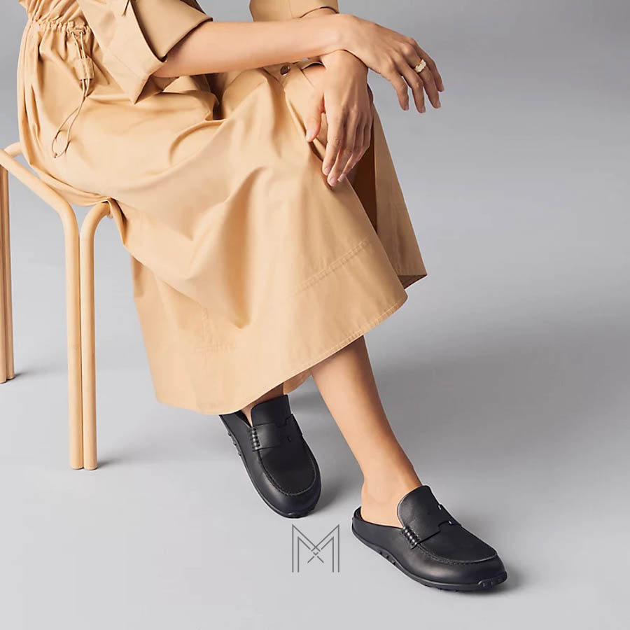 Giày sục Hermes Mix chính hãng màu đen MHGH141 2026 Giày sục Hermes Mix chính hãng màu đen MHGH141 2026