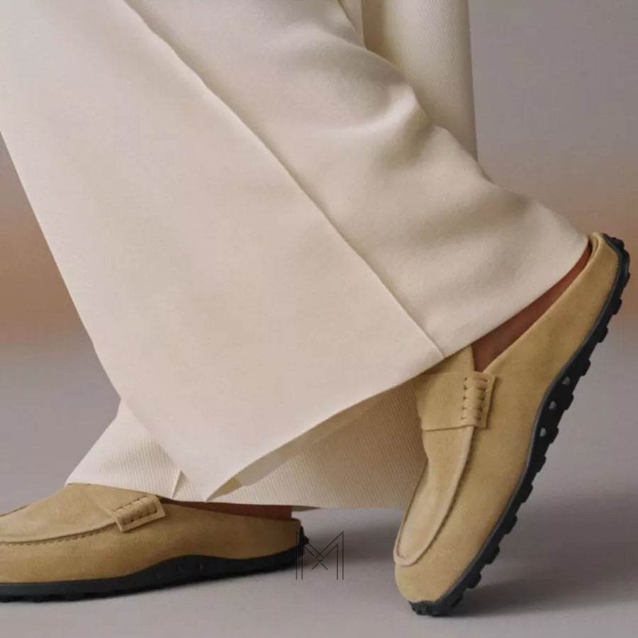 Giày sục Hermes Mix chính hãng màu be đậm da lộn MHGH143 2026 Giày sục Hermes Mix chính hãng màu be đậm da lộn MHGH143 2026