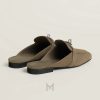 Giày sục Hermes chính hãng màu nâu taupe khoá bạc MHGH077 2026