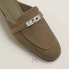 Giày sục Hermes chính hãng màu nâu taupe khoá bạc MHGH077 2026