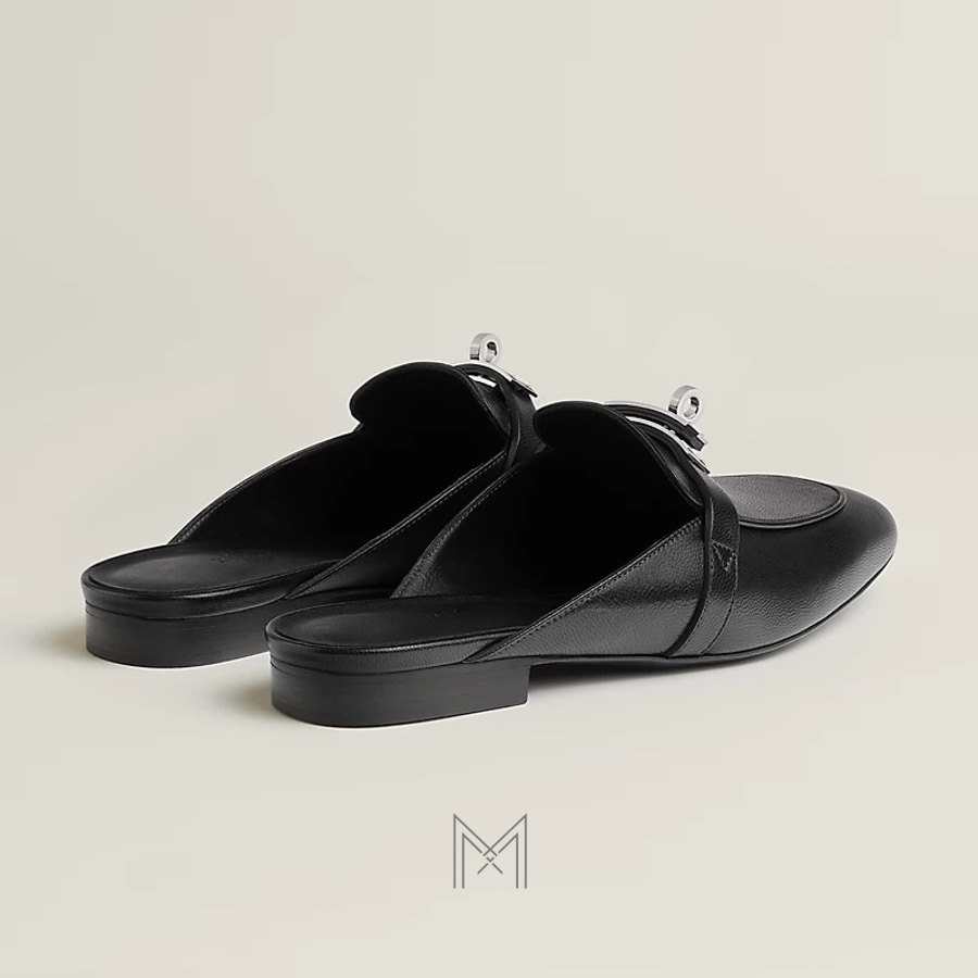 Giày sục Hermes chính hãng màu đen khoá bạc MHGH107 2026 Giày sục Hermes chính hãng màu đen khoá bạc MHGH107 2026