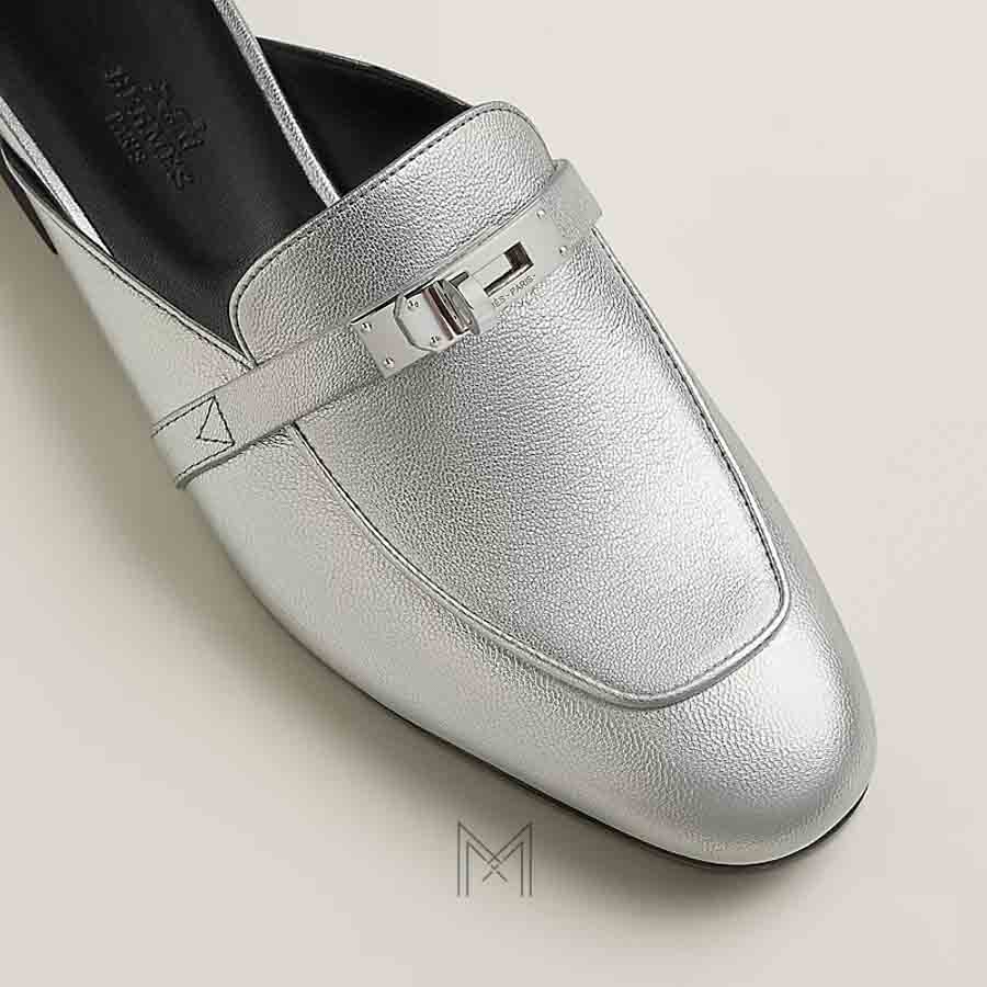 Giày sục Hermes Oz chính hãng màu bạc MHGH073 2026 Giày sục Hermes Oz chính hãng màu bạc MHGH073 2026