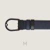 Thắt lưng nam Montblanc màu đen, xanh navy da sần mặt khóa đen authentic MB222413 2026