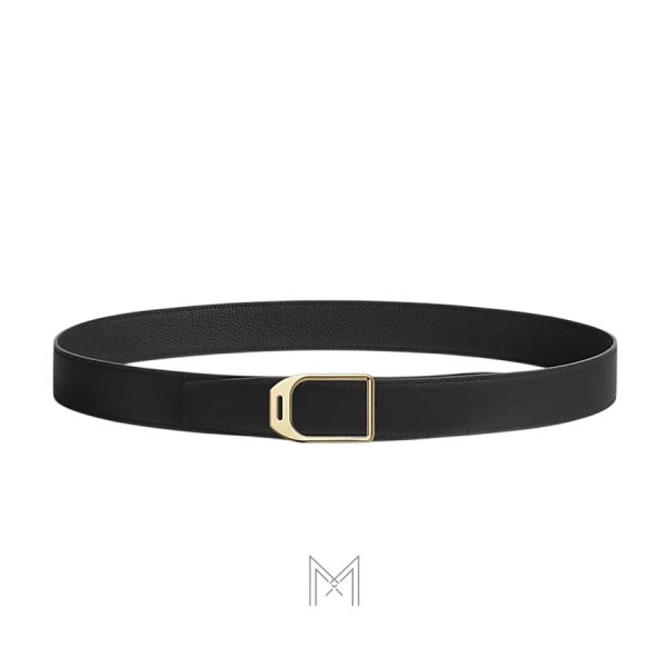 Thắt lưng nam Hermes màu đen khóa vàng authentic MHBH010