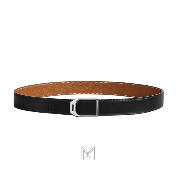 Thắt lưng nam Hermes 2 mặt nâu bò, đen authentic MHBH002