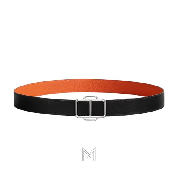 Thắt lưng nam 2 mặt Hermes Maillon chính hãng màu đen, cam MHBH054