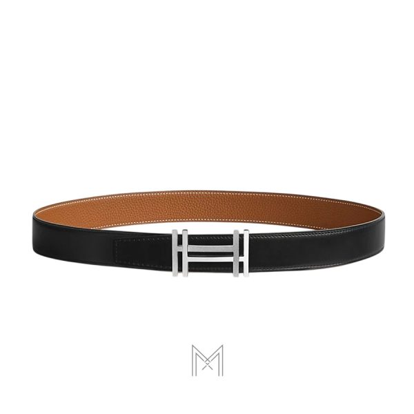 Thắt lưng nam Hermes 2 mặt đen, nâu bò khóa chữ H authentic MHBH015