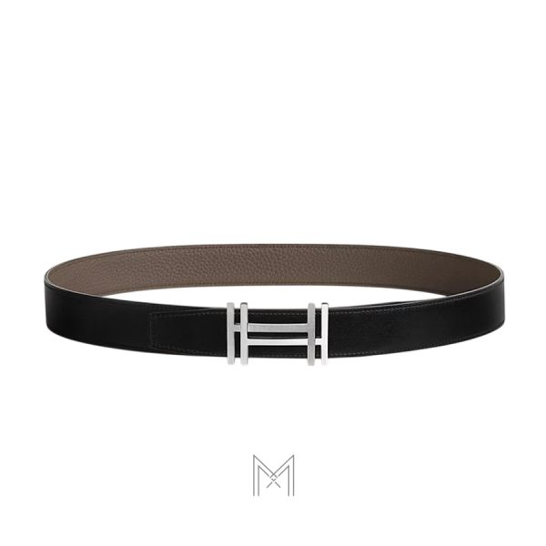 Thắt lưng nam Hermes 2 mặt nâu xám, đen khóa chữ H authentic MHBH013