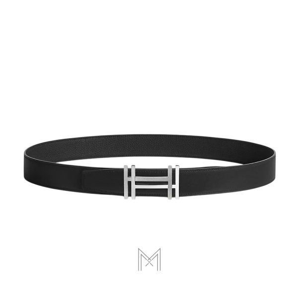 Thắt lưng nam Hermes màu đen khóa chữ H bạc authentic MHBH018