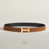 Thắt lưng nam Hermes màu đen, nâu bò khóa vàng authentic MHBH035 2026