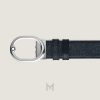 Thắt lưng nam 2 mặt Montblanc L'Ovale màu đen, xanh mặt khóa bạc authentic MB221025 2026