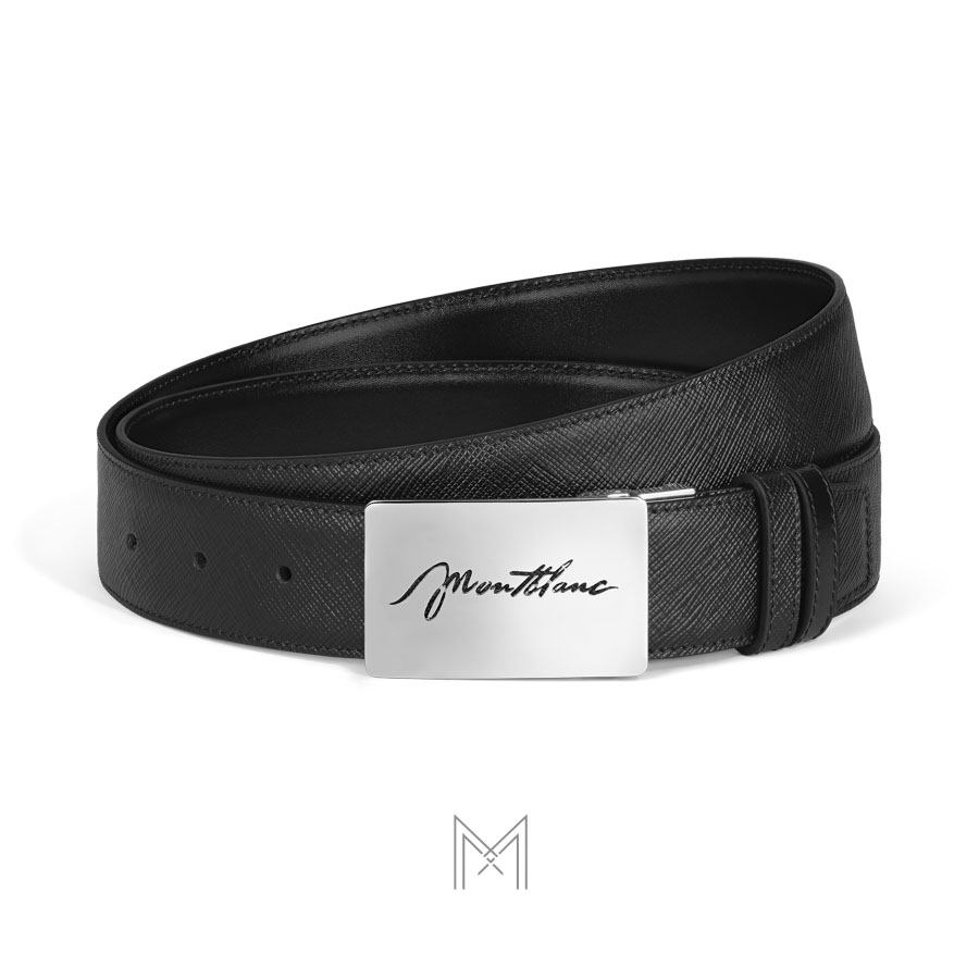 Thắt lưng nam 2 mặt Montblanc màu đen mặt khóa bạc authentic MB222235 2026 Thắt lưng nam 2 mặt Montblanc màu đen mặt khóa bạc authentic MB222235 2026