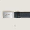 Thắt lưng nam 2 mặt Montblanc màu đen, xanh navy mặt khóa bạc authentic MB222233 2026