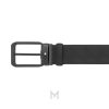 Thắt lưng nam 2 mặt Montblanc màu đen vân đan mặt khóa đen authentic MB130587 2026