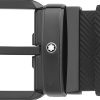 Thắt lưng nam 2 mặt Montblanc màu đen vân đan mặt khóa đen authentic MB130587 2026