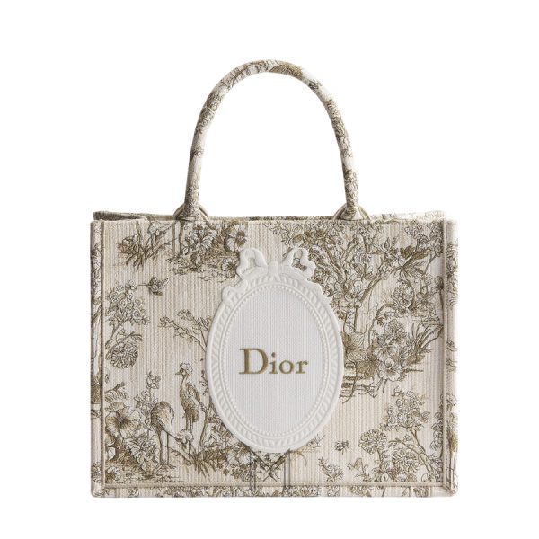 Túi Xách Đeo Chéo Dioriviera Medium Dior Book Tote Beige Multicolor Toile de Jouy Floral Garden JJT267