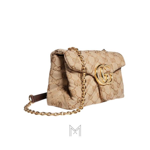 Túi xách đeo chéo mini Gucci Marmont họa tiết logo GG vàng authentic MHTG178