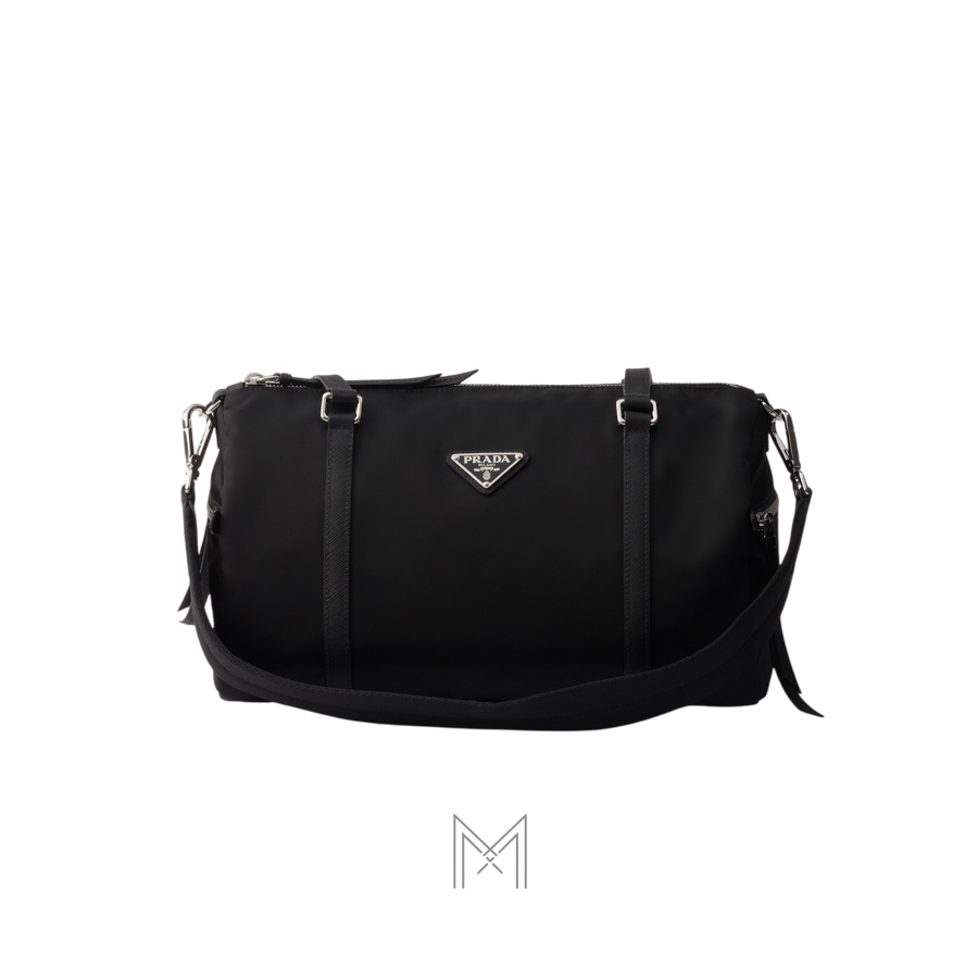 Túi xách Prada Duffel màu đen logo bạc chính hãng MHTP080 2026 Túi xách Prada Duffel màu đen logo bạc chính hãng MHTP080 2026