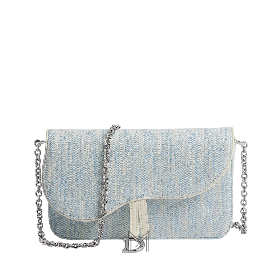 Túi Đeo Chéo Dior Medium Saddle Pouch with Chain Céleste Blue Dior Oblique Washed Jacquard JJT191 2026 Túi Đeo Chéo Dior Medium Saddle Pouch with Chain Céleste Blue Dior Oblique Washed Jacquard JJT191 2026