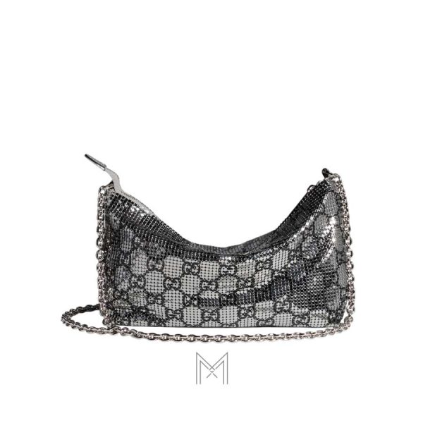 Túi xách Gucci Evening màu bạc ánh kim authentic MHTG170