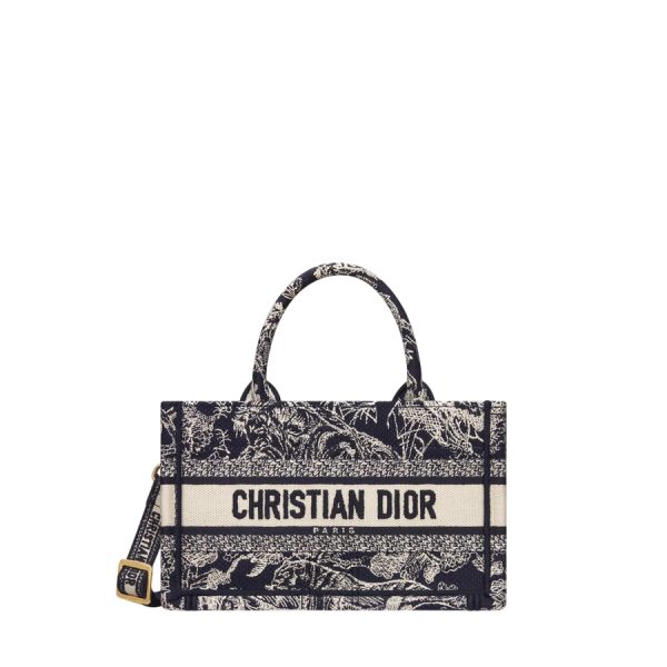 Túi Xách Đeo Chéo Mini Dior Book Tote Blue Toile de Jouy Reverse Embroidery JJT182