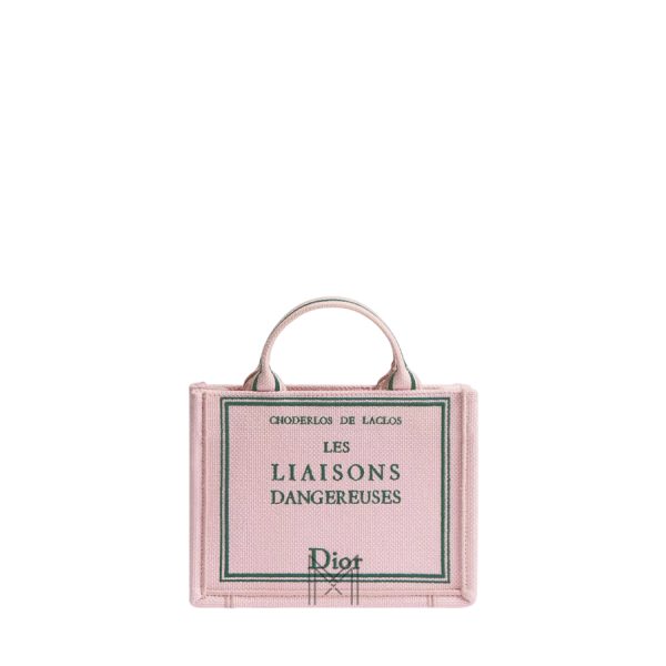 Túi Xách Đeo Chéo Mini Dior Book Tote with Strap Pink and Green Book Cover Embroidery JTT138