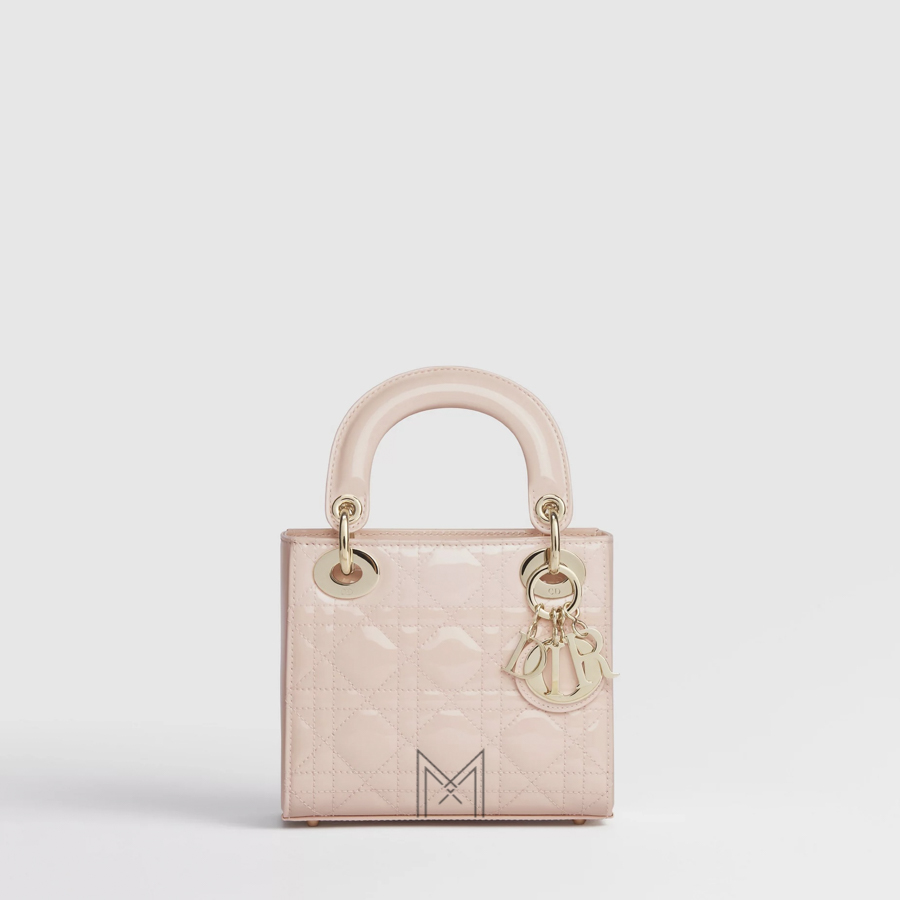 Túi Xách Đeo Chéo Mini Lady Dior Bag Powder Pink Patent Cannage Calfskin JTT029 2026 Túi Xách Đeo Chéo Mini Lady Dior Bag Powder Pink Patent Cannage Calfskin JTT029 2026