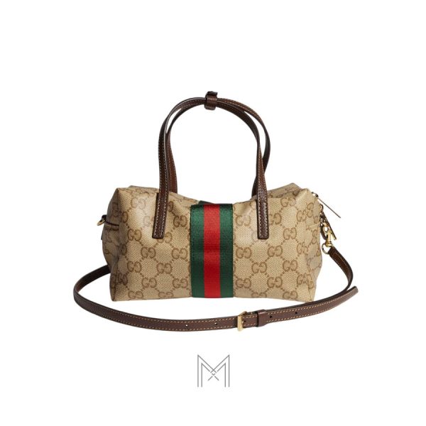 Túi xách đeo chéo mini Gucci Boston họa tiết phối dải web chính hãng MHTG021