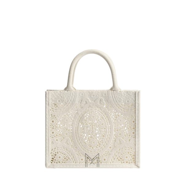 Túi Xách Small Dior Book Tote Latte Embroidered Crochet JJT233