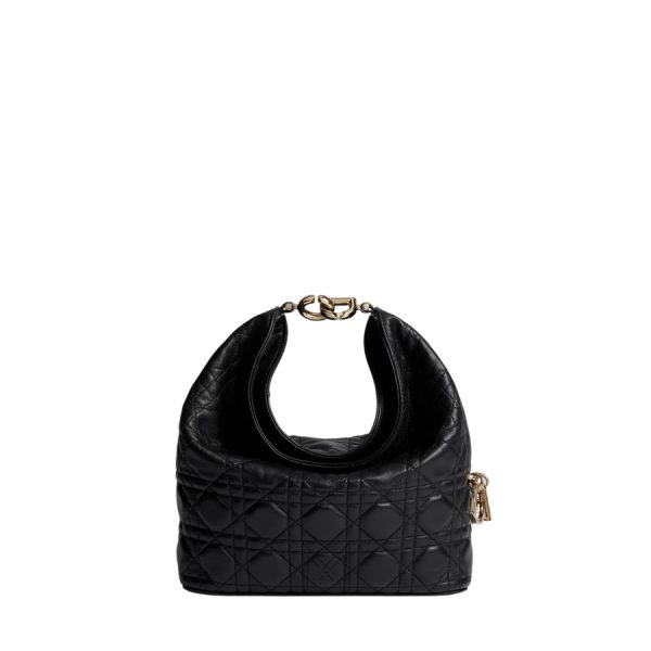 Túi Đeo Chéo Small Dior Toujours Hobo Bag Black Cannage Lambskin JJT263