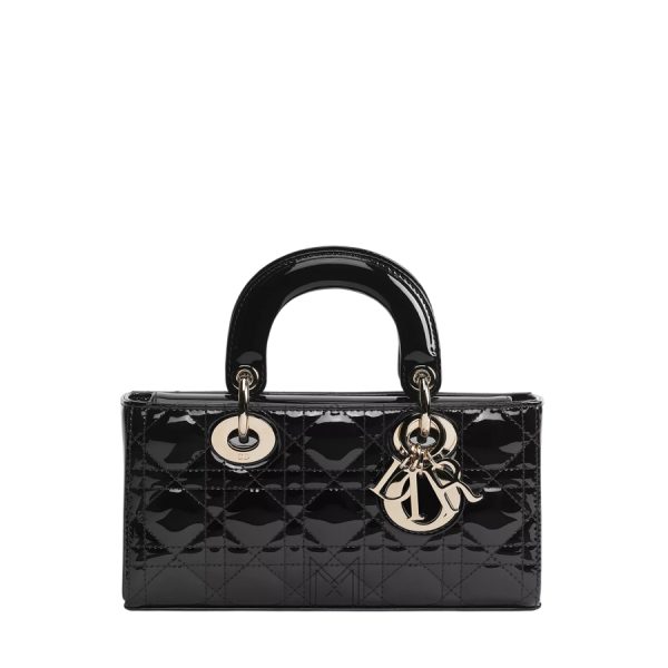Túi Xách Đeo Chéo Dior Small Lady D-Joy Bag Black Patent Cannage Calfskin JJT198