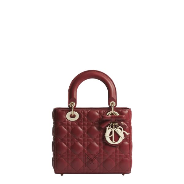 Túi Xách Đeo Chéo Small Lady Dior Bag with Strap Garance Red Cannage Lambskin JTT122