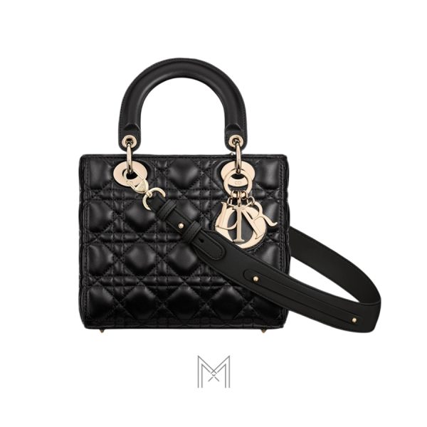 Túi Xách Đeo Chéo Small Lady Dior My ABCDior Bag Black Cannage Lambskin JTT111