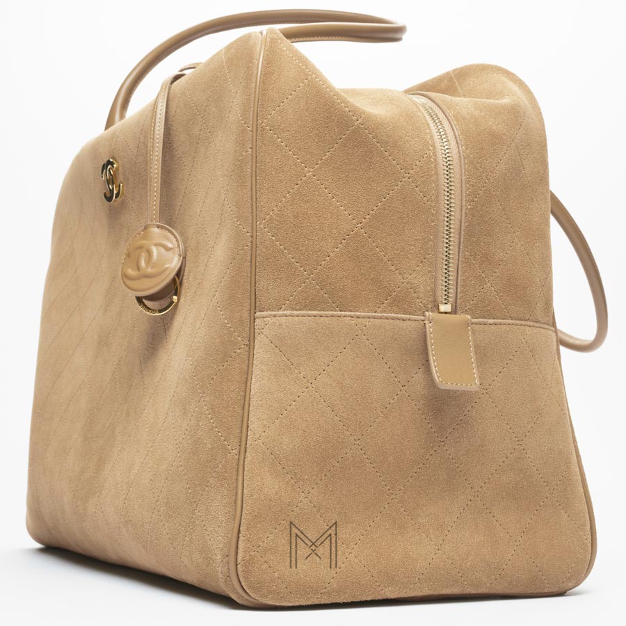 Túi xách Chanel Bowling màu be da lộn chính hãng MCN69 2026 Túi xách Chanel Bowling màu be da lộn chính hãng MCN69 2026