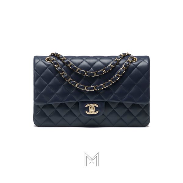 Túi Chanel Classic Pre-Collection màu xanh da bê chần bông MCN74