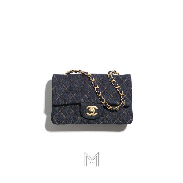 Túi xách Chanel Classic màu xanh đậm denim chính hãng MCN10